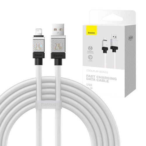 Fast Charging kábel Baseus USB-A to Lightning CoolPlay Series 2m, 2.4A (white)