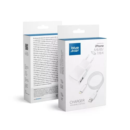 Blue Star Hálózati töltő iPhone Lightning csatlakozással fehér