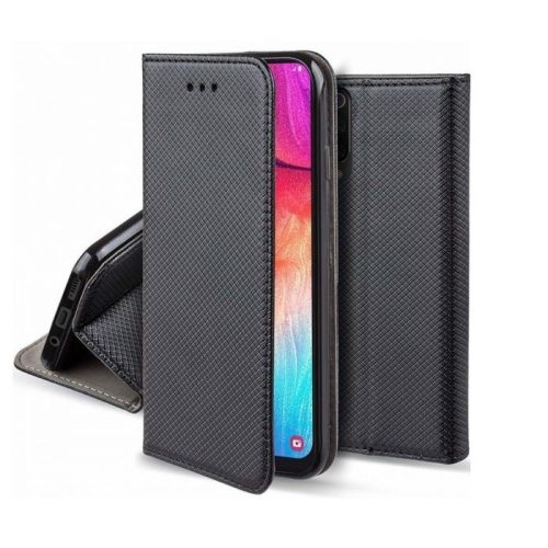 Smart magnet Huawei Honor 9 Lite oldalra nyíló mágneses könyv tok szilikon belsővel fekete