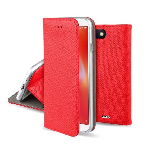 Smart magnet Samsung A146 Galaxy A14 5G oldalra nyíló mágneses könyv tok szilikon belsővel piros