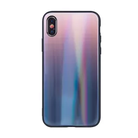   Rainbow szilikon tok üveg hátlappal - Huawei Y7 (2019) barna - fekete