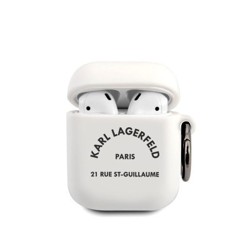 Karl Lagerfeld Rue St Guillaume Apple AirPods 1/2 szilikon tok fehér (KLACA2SILRSGWH)