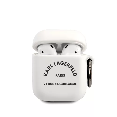 Karl Lagerfeld Rue St Guillaume Apple AirPods 1/2 szilikon tok fehér (KLACA2SILRSGWH)