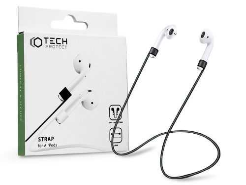 Tech-Protect szilikon nyakpánt Apple AirPods fülhallgatóhoz – Tech-Protect Strap for AirPods – fekete
