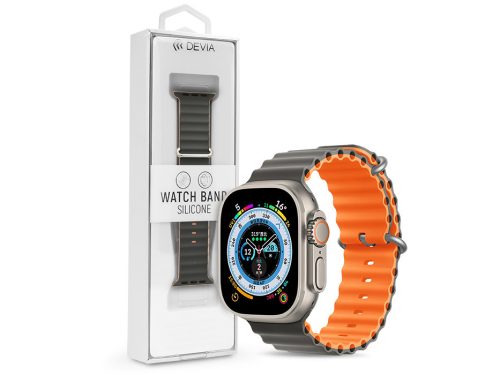Apple Watch szilikon sport szíj - Deluxe Series Sport6 Silicone Two-tone Watch  Band - 38/40/41 mm - gray/orange