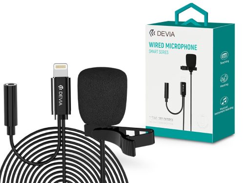 Devia univerzális vezetékes mikrofon - Lightning - Devia Smart Series Wired     Microphone - fekete