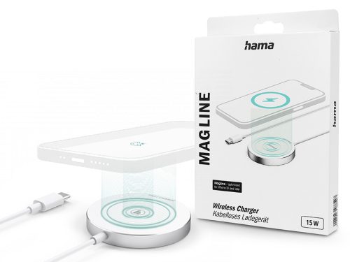 HAMA Qi MagSafe vezeték nélküli töltő állomás - 15W - HAMA Magline Wireless     Charger - Qi szabványos - fehér