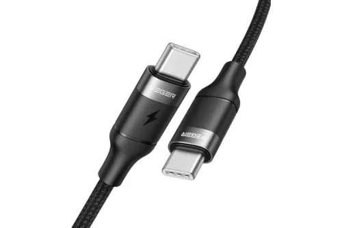 VEGER CC02 USB TYPE-C / TYPE-C PD KÁBEL 100W 1.5 MÉTER FEKETE