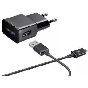   Samsung gyári hálózati fekete töltőfej 2A (ETAU90EBE) 10W USB - MicroUSB adatkábellel 1m ECB-DU5ABE, ECB-DU4ABE