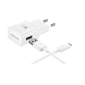   Samsung gyári hálózati fehér töltőfej 2A (ETAU90EWE) 10W USB - MicroUSB adatkábellel 1m ECB-DU4AWE