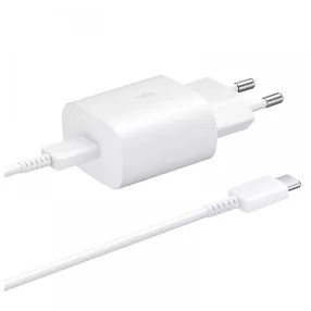   Samsung EP-TA800XWEGWW gyári hálózati fehér gyorstöltő 3A Type - C bemenettel 25W EP-DG977BWE Type-C - Type-C adatkábellel 1m