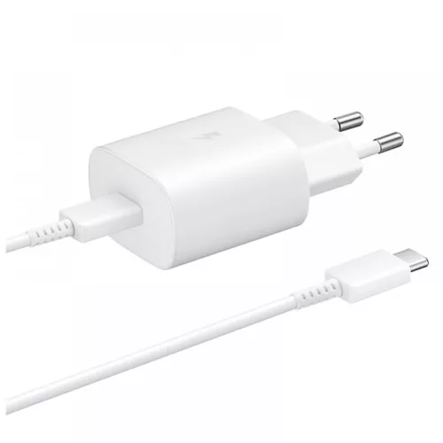 Samsung EP-TA800XWEGWW gyári hálózati fehér gyorstöltő 3A Type - C bemenettel 25W EP-DG977BWE Type-C - Type-C adatkábellel 1m