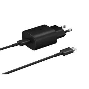   Samsung EP-TA800XBEGWW gyári hálózati fekete gyorstöltő 3A Type - C bemenettel 25W EP-DG977BBE Type-C - Type-C adatkábellel 1m