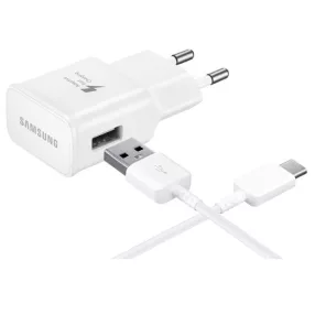  Samsung EP-TA200EWE gyári hálózati fehér gyorstöltő 2A Quick Charge 3.0 15W EP-DW700CWE USB - Type-C adatkábellel 1.5m