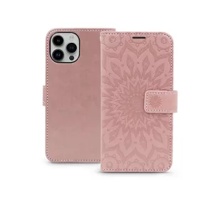 Mezzo Book Flip bőrtok - Apple iPhone 15 Pro - rose gold