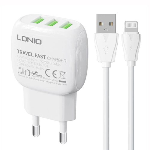 Wall charger  LDNIO A2522C USB, USB-C 30W + USB-C - USB-C cable