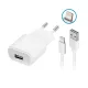 Forever TC-01 Hálózati töltő iPhone Lightning kábellel USB 1A fehér