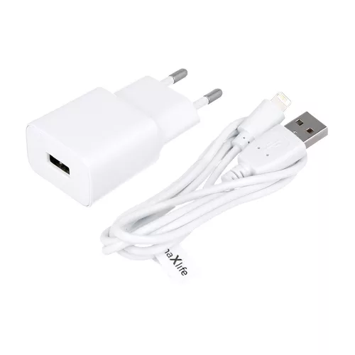 Maxlife MXTC-01 Hálózati töltő iPhone Lightning kábellel 2.1A fehér
