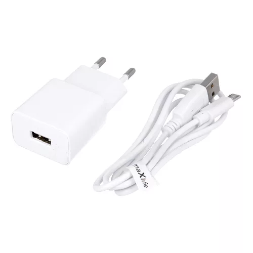 Maxlife MXTC-01 Hálózati gyorstöltő Micro USB kábellel 2.1A fehér