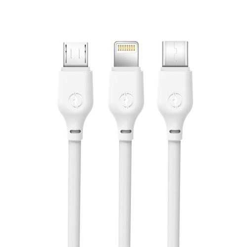XO NB103 3 az 1-ben Adat- és töltőkábel USB Micro USB / Type C / Lightning 2,1A 1 méter fehér
