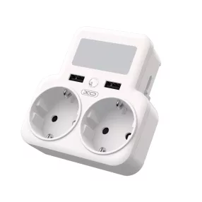   XO WL09 MULTI-FUNCTION 2 USB PORTOS TÖLTŐ ÉS KONNEKTOR (2 X AC) FEHÉR