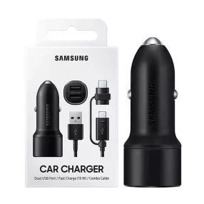   BLISZTERES Samsung EP-L1100WBEGEU fekete gyári autós gyorstöltő 2XUSB csatlakozóval és adatkábellel 2A 15W