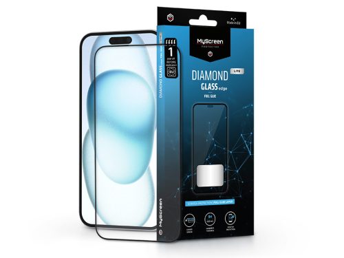 Apple iPhone 15 Plus/15 Pro Max edzett üveg képernyővédő fólia - MyScreen       Protector Diamond Glass Lite Edge2.5D Full Glue - black