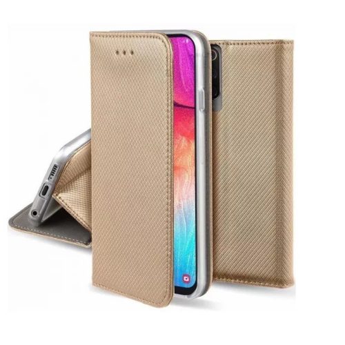 Smart magnet Samsung A520 Galaxy A5 (2017) oldalra nyíló mágneses könyv tok szilikon belsővel arany
