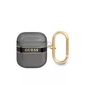  Guess TPU Printed Stripe Apple AirPods 1/2 szilikon tok fekete (GUA2LSC4EK)