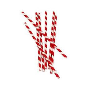 Papír szívószál fehér-piros 230 x 8 mm / 250db