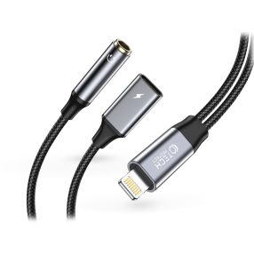   Tech-Protect Lightning - 3,5 mm jack + Lightning adapter - Tech-Protect         UltraBoost Lightning to 3,5 mm Jack + Lightning adapter - fekete/szürke