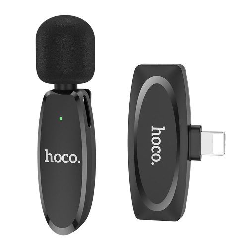 HOCO vezeték nélküli hordozható mikrofon iPhone Lightning iPhone-hoz L15 fekete