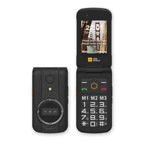 AGM M8 ütés- és vízálló IP68 mobiltelefon vészhívóval, kártyafüggetlen, Dual Sim, fekete