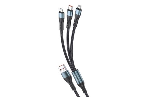 JOKADE JA024 CHANGFU 3 IN 1 USB TYPE-C / LIGHTNING / MICRO USB KÁBEL 3A 1.2 MÉTER FEKETE