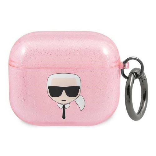 Karl Lagerfeld KLA3UKHGP Apple AirPods 3 cover pink Glitter Karl's Head