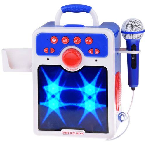 Zenélő boombox kék hangszóró gyerekeknek mikrofonnal #0167