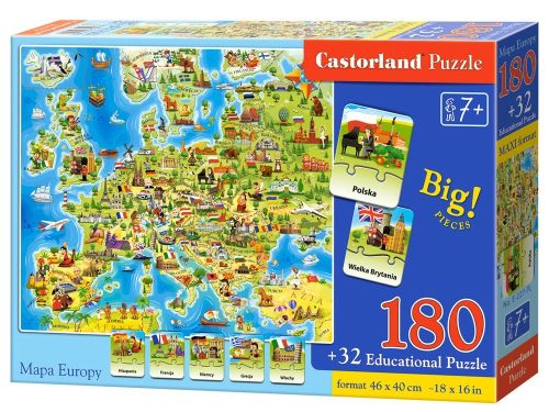 Castorland Puzzle Európa térkép 180 ele kvíz CA0036