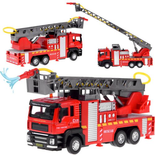 Tűzoltóság tűzoltóautó létrával vizet permetez #4641