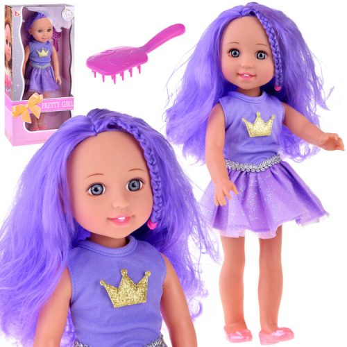 Bíbor királynő baba lila hajjal 38 cm #4766