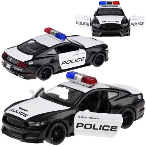 Fém autó rendőrség Ford Shelby GT350 méretarány 1:32 lámpák jelzőfények