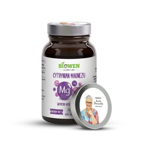 Cytrynian magnezu 825 mg z witaminą B6 (P-5-P) - Biowen- 100 kapsułek