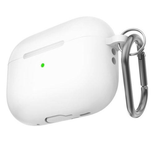Phoner Simple Apple Airpods Pro 2 szilikon tok, csuklópánttal, fehér