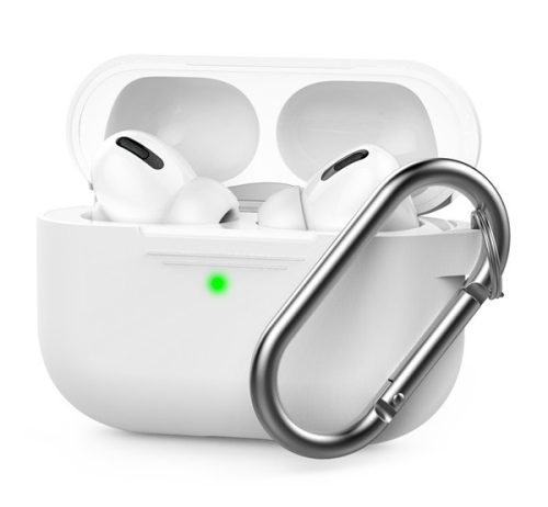 Phoner Simple Apple Airpods Pro szilikon tok akasztóval, fehér