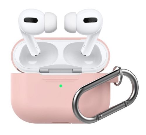 Phoner Simple Apple Airpods Pro szilikon tok akasztóval, rózsaszín