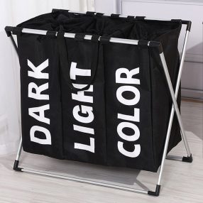 3 rekeszes szennyestartó és szortírozó fekete