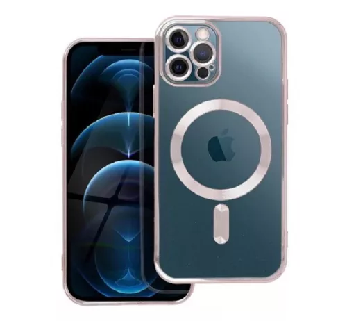 Electro Mag Apple iPhone 14 Pro MagSafe Szilikon Tok - Átlátszó/Rozéarany