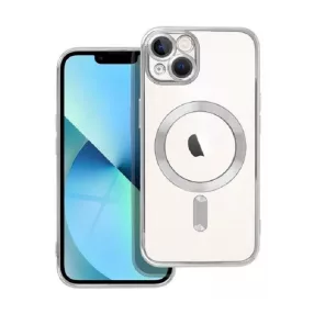   Electro Mag Apple iPhone 14 Pro Max MagSafe Szilikon Tok - Átlátszó/Ezüst