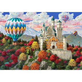   Fából készült puzzle figurákkal - Neuschwanstein kastély, 1010 elem