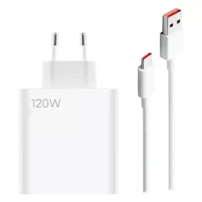   Xiaomi MDY-14-EE gyári hálózati fehér gyors (Turbo) töltőfej 6A 120W USB - Type-C gyorstöltő adatkábellel 1m 6A