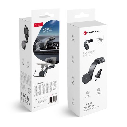 FORCELL F-Grip MagFlex autós tartó telefonhoz a szélvédőre/középkonzolra/szellőzőnyílásra mágneses fekete